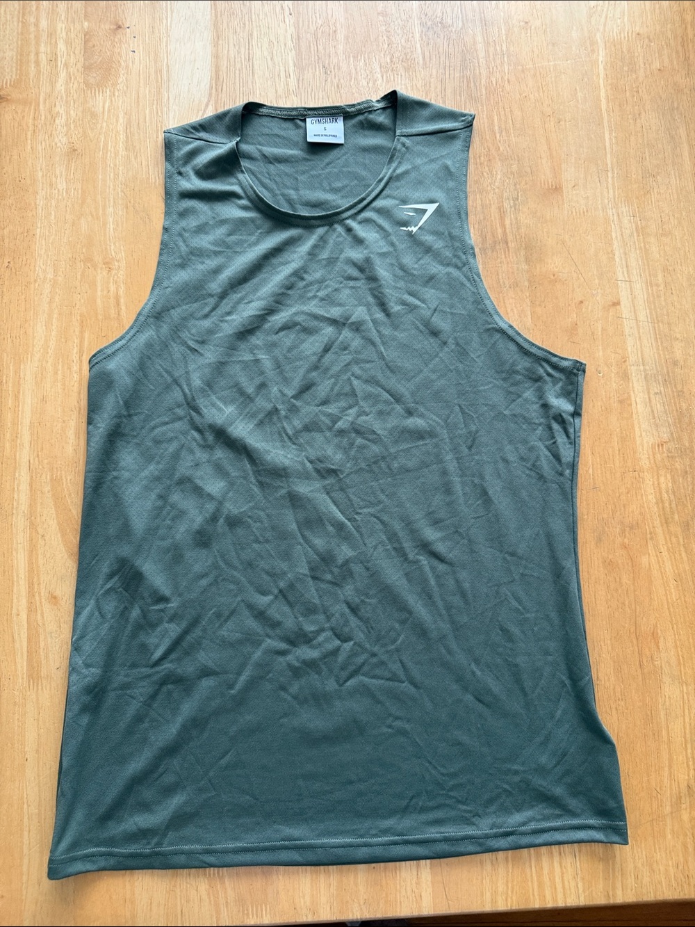 Gymshark Men's Olive Green Muscle Tank with White Logo